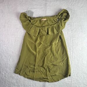Y2K Esther's Archive‎ Green Off Shoulder Ruffle Front Blouse Top Women's Small